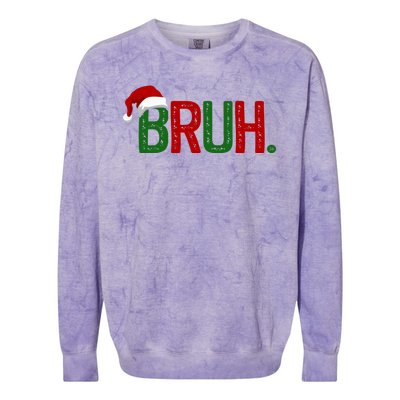 Bruh Funny Christmas Holiday Colorblast Crewneck Sweatshirt