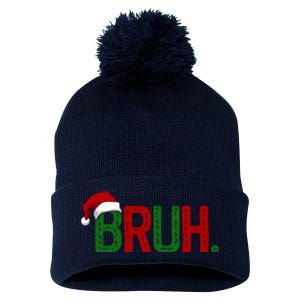 Bruh Funny Christmas Holiday Pom Pom 12in Knit Beanie