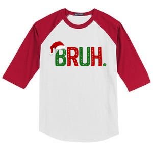 Bruh Funny Christmas Holiday Kids Colorblock Raglan Jersey