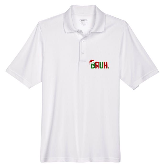 Bruh Funny Christmas Holiday Men's Origin Performance Pique Polo