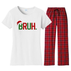 Bruh Funny Christmas Holiday Women's Flannel Pajama Set