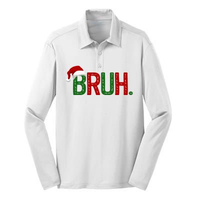 Bruh Funny Christmas Holiday Silk Touch Performance Long Sleeve Polo