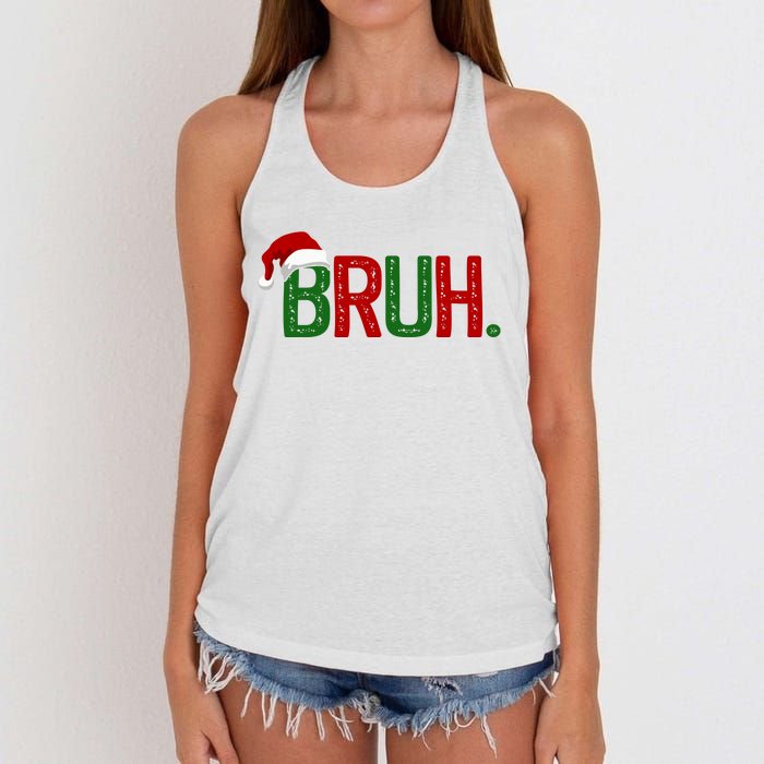 Bruh Funny Christmas Holiday Women's Knotted Racerback Tank