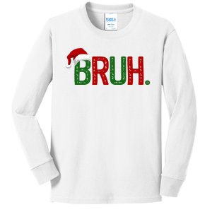 Bruh Funny Christmas Holiday Kids Long Sleeve Shirt