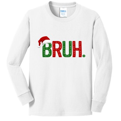 Bruh Funny Christmas Holiday Kids Long Sleeve Shirt
