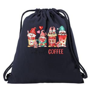 But First Coffee Gnomes Happy Valentines Day Coffee Lovers Drawstring Bag