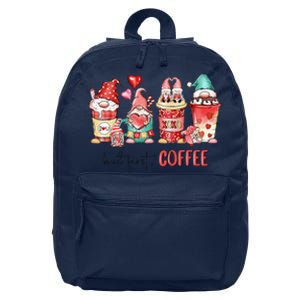 But First Coffee Gnomes Happy Valentines Day Coffee Lovers 16 in Basic Backpack