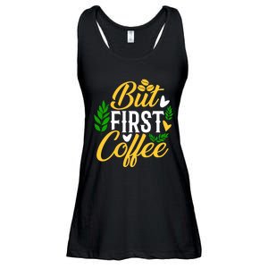 But First Coffee Graphic Ladies Essential Flowy Tank