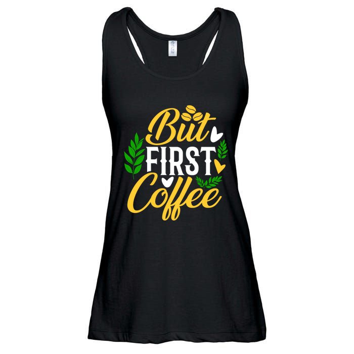 But First Coffee Graphic Ladies Essential Flowy Tank