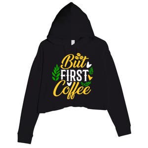 But First Coffee Graphic Crop Fleece Hoodie