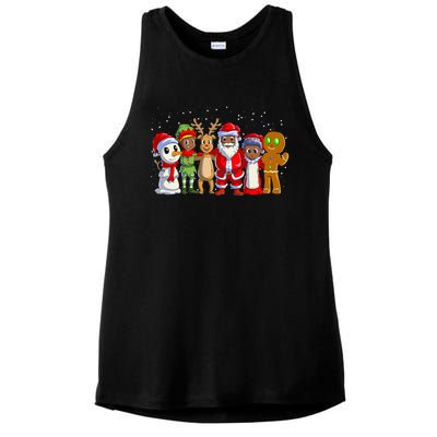 Black Family Christmas Afro African American Santa Xmas Ladies PosiCharge Tri-Blend Wicking Tank