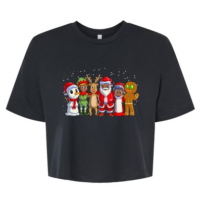 Black Family Christmas Afro African American Santa Xmas Bella+Canvas Jersey Crop Tee