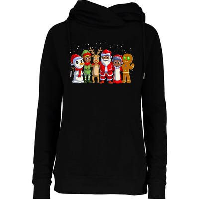 Black Family Christmas Afro African American Santa Xmas Womens Funnel Neck Pullover Hood