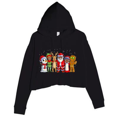 Black Family Christmas Afro African American Santa Xmas Crop Fleece Hoodie