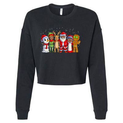 Black Family Christmas Afro African American Santa Xmas Cropped Pullover Crew