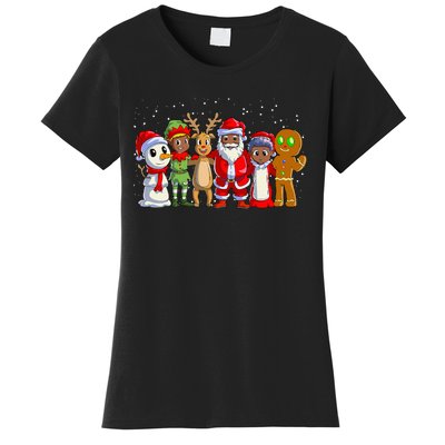 Black Family Christmas Afro African American Santa Xmas Women's T-Shirt