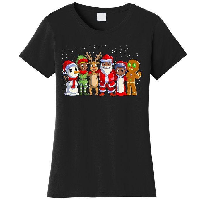 Black Family Christmas Afro African American Santa Xmas Women's T-Shirt