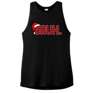 Bruh Funny Christmas Plaid Xmas Pajamas Gift Ladies PosiCharge Tri-Blend Wicking Tank