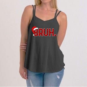 Bruh Funny Christmas Plaid Xmas Pajamas Gift Women's Strappy Tank