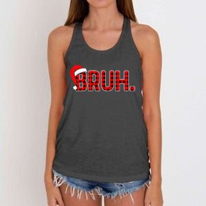 Bruh Funny Christmas Plaid Xmas Pajamas Gift Women's Knotted Racerback Tank