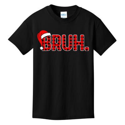 Bruh Funny Christmas Plaid Xmas Pajamas Gift Kids T-Shirt