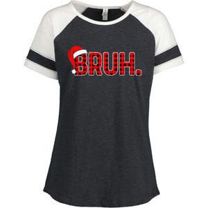 Bruh Funny Christmas Plaid Xmas Pajamas Gift Enza Ladies Jersey Colorblock Tee