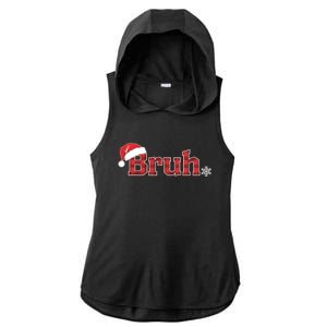 Bruh Funny Christmas Plaid Xmas Pajamas Ladies PosiCharge Tri-Blend Wicking Draft Hoodie Tank