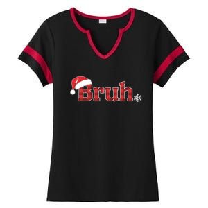 Bruh Funny Christmas Plaid Xmas Pajamas Ladies Halftime Notch Neck Tee