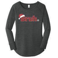 Bruh Funny Christmas Plaid Xmas Pajamas Women's Perfect Tri Tunic Long Sleeve Shirt