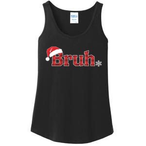 Bruh Funny Christmas Plaid Xmas Pajamas Ladies Essential Tank