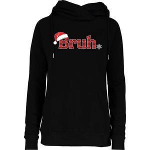 Bruh Funny Christmas Plaid Xmas Pajamas Womens Funnel Neck Pullover Hood