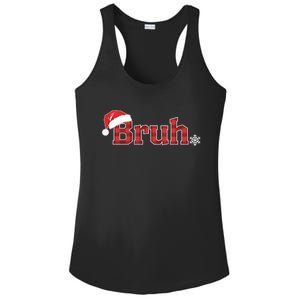 Bruh Funny Christmas Plaid Xmas Pajamas Ladies PosiCharge Competitor Racerback Tank