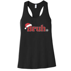 Bruh Funny Christmas Plaid Xmas Pajamas Women's Racerback Tank