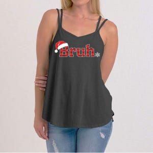 Bruh Funny Christmas Plaid Xmas Pajamas Women's Strappy Tank