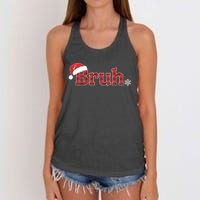 Bruh Funny Christmas Plaid Xmas Pajamas Women's Knotted Racerback Tank