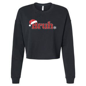 Bruh Funny Christmas Plaid Xmas Pajamas Cropped Pullover Crew