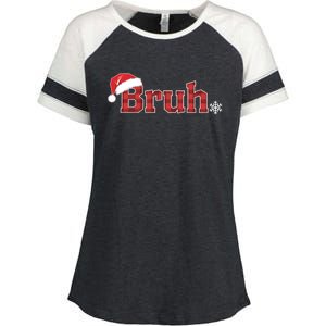 Bruh Funny Christmas Plaid Xmas Pajamas Enza Ladies Jersey Colorblock Tee