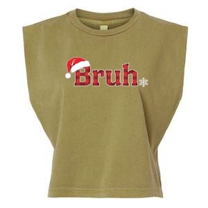 Bruh Funny Christmas Plaid Xmas Pajamas Garment-Dyed Women's Muscle Tee