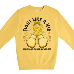 Boxing Fight Childhood Cancer Awareness Premium Crewneck Sweatshirt