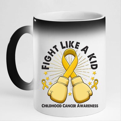 Boxing Fight Childhood Cancer Awareness 11oz Black Color Changing Mug