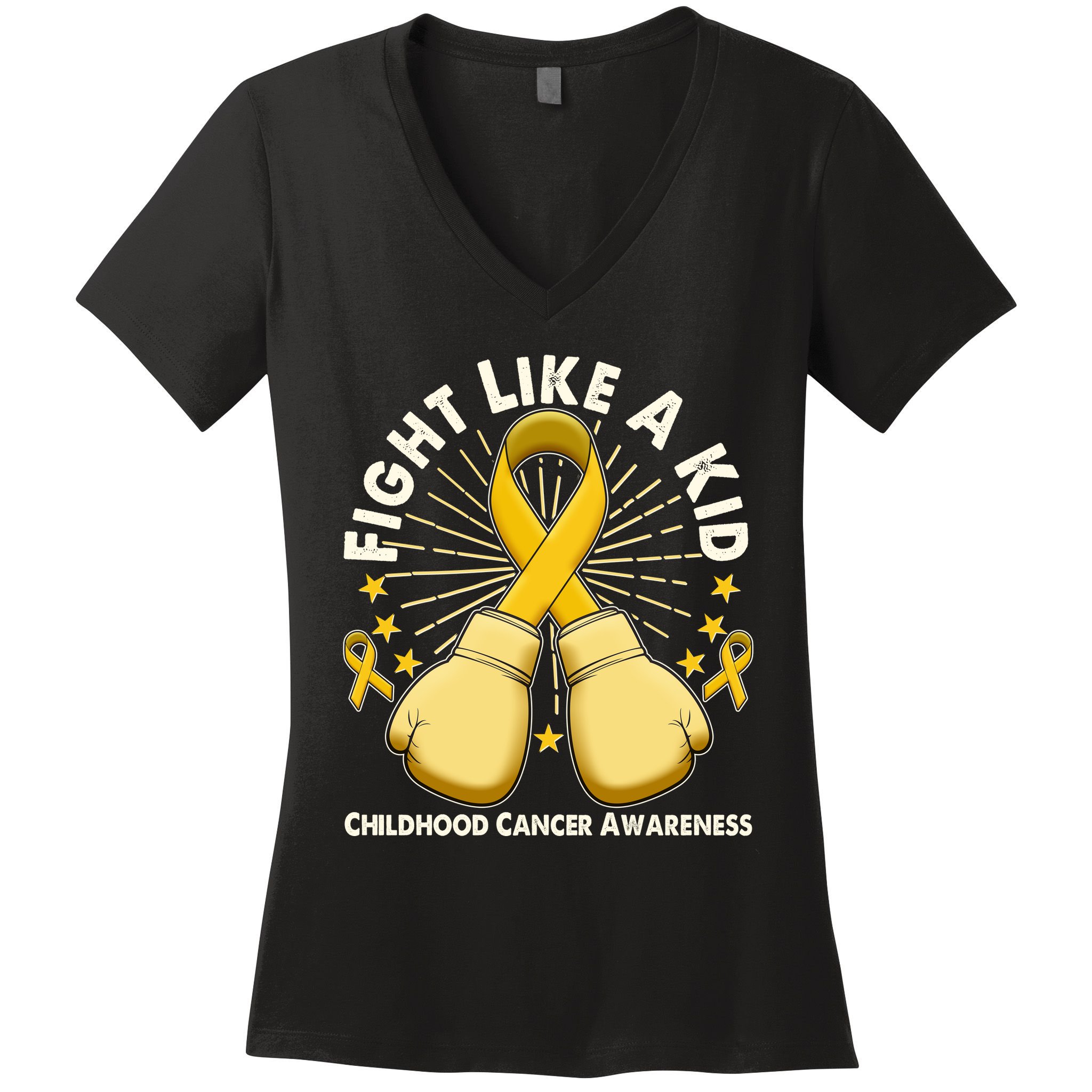 Boxing Fight Childhood Cancer Awareness Women's V-Neck T-Shirt