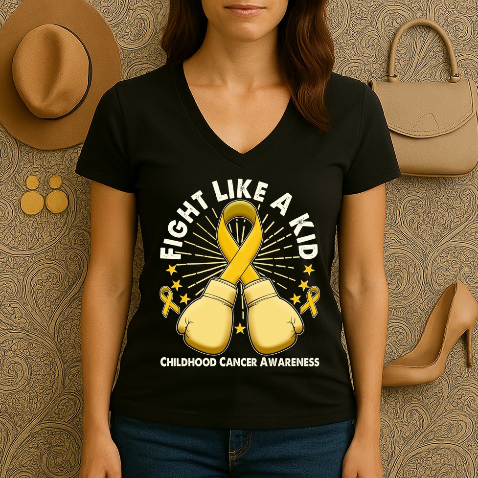 Boxing Fight Childhood Cancer Awareness Women's V-Neck T-Shirt