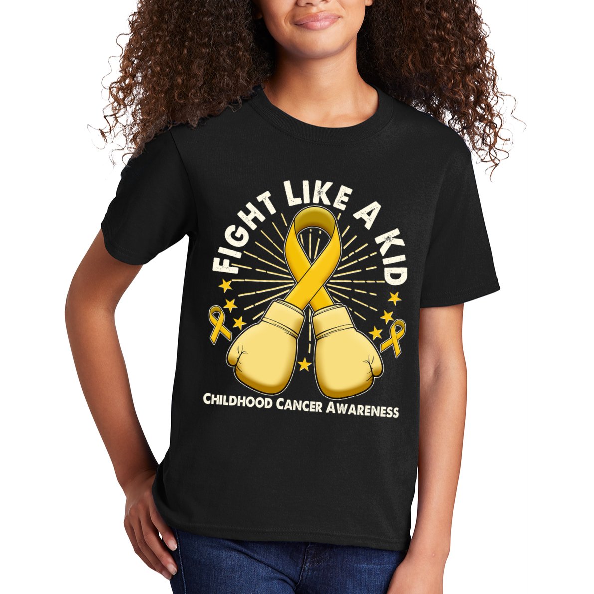 Boxing Fight Childhood Cancer Awareness Kids T-Shirt