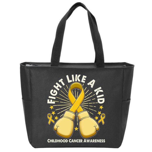 Boxing Fight Childhood Cancer Awareness Zip Tote Bag