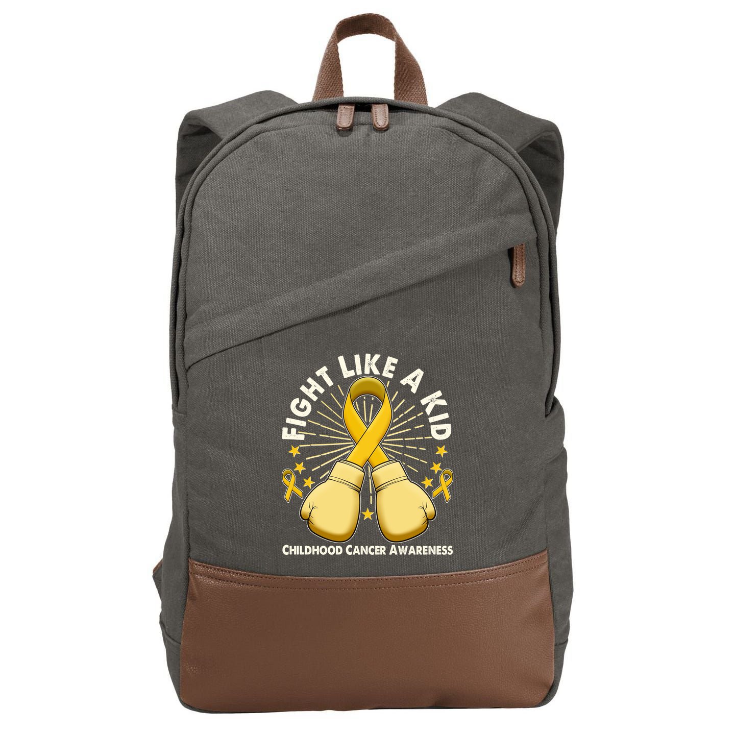 Boxing Fight Childhood Cancer Awareness Cotton Canvas Backpack