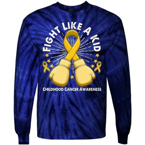 Boxing Fight Childhood Cancer Awareness Tie-Dye Long Sleeve Shirt