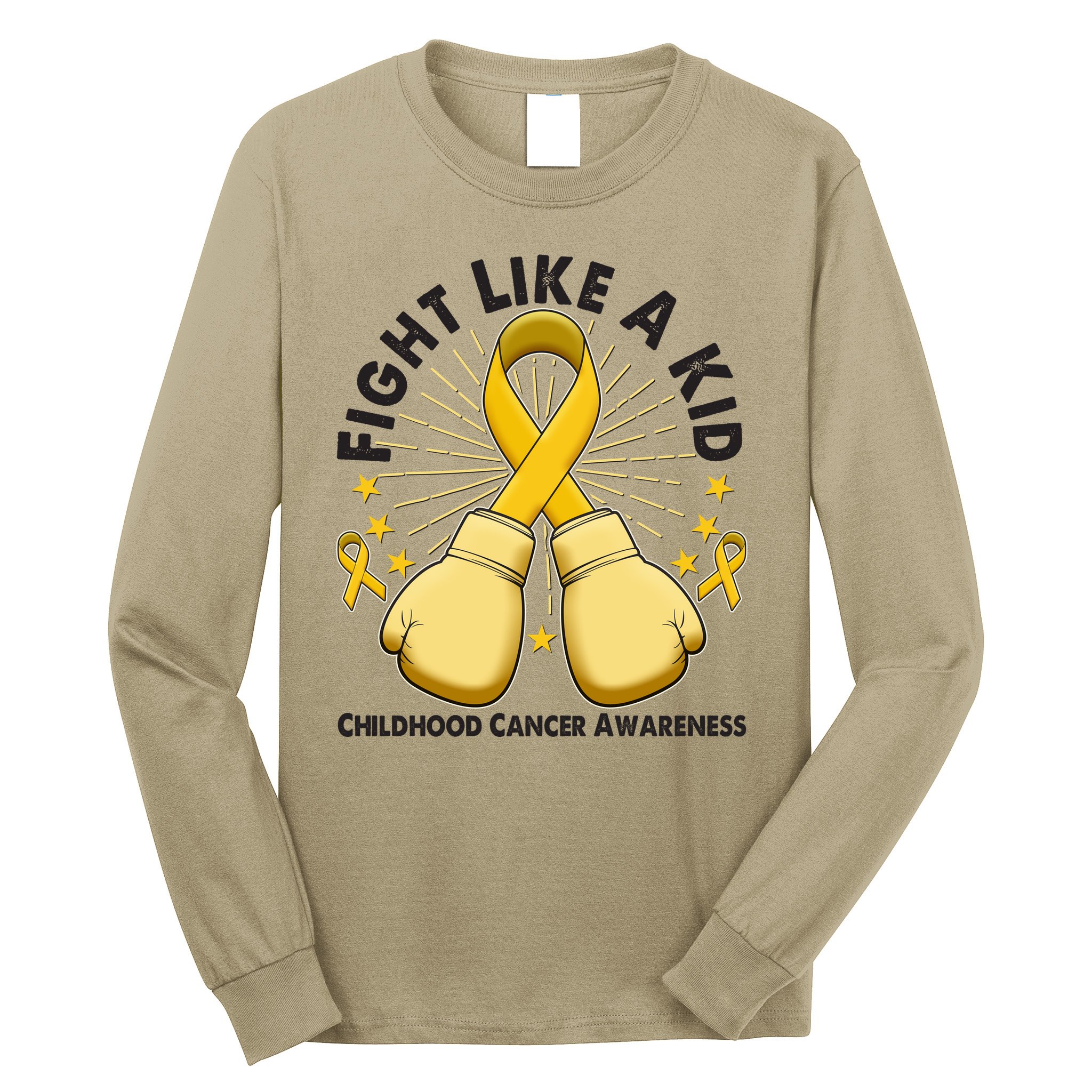 Boxing Fight Childhood Cancer Awareness Long Sleeve Shirt