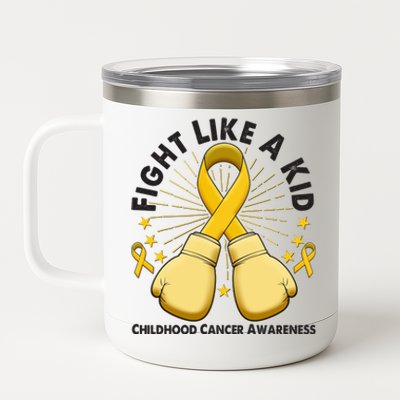 Boxing Fight Childhood Cancer Awareness 12 oz Stainless Steel Tumbler Cup