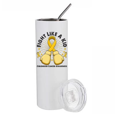 Boxing Fight Childhood Cancer Awareness Stainless Steel Tumbler