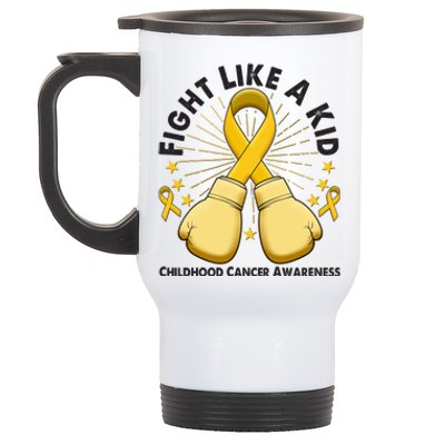 Boxing Fight Childhood Cancer Awareness Stainless Steel Travel Mug